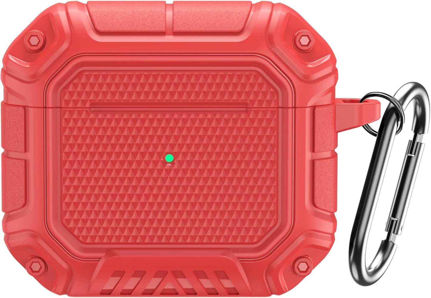 AirPods 3rd Generation Hard Shell Protective Case with Keychain – Red Full Body Cover for 2021 Charging Case