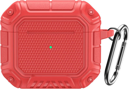 AirPods 3rd Generation Hard Shell Protective Case with Keychain – Red Full Body Cover for 2021 Charging Case